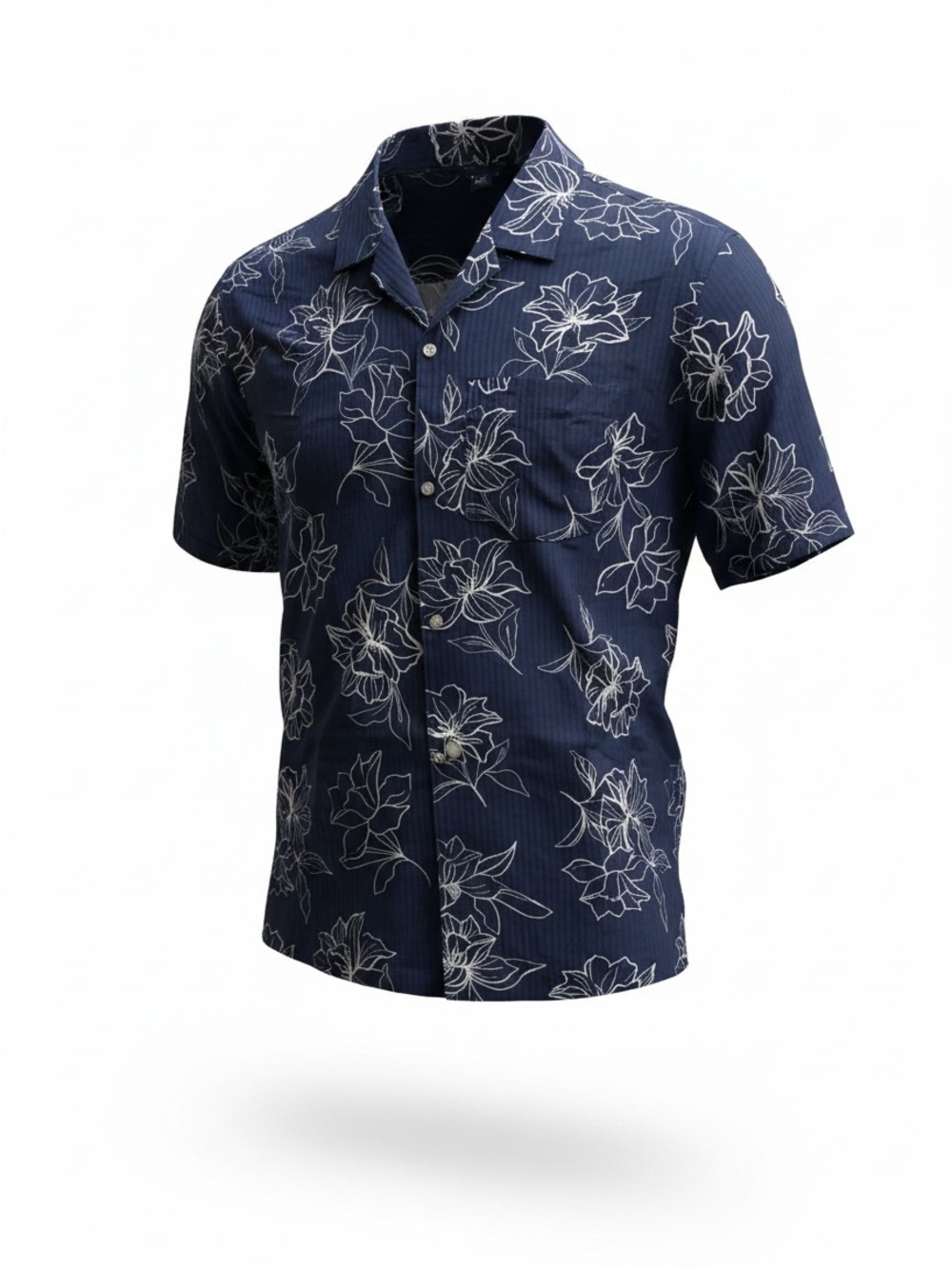 GAP Navy Short-Sleeve Floral Button-Down Shirt